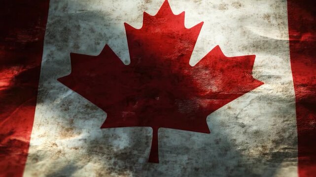 A iconic Canadian flag featuring the maple leaf symbol