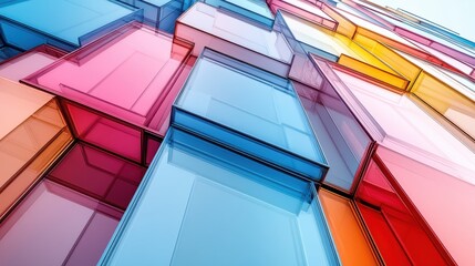 Fototapeta premium Colorful Transparent Blocks Stacked in Abstract Artistic Design