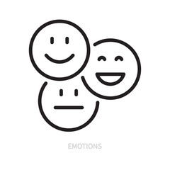 Emotions line icon. Emotion, feelings concept. Emoji, smile symbol. Isolated on a white background. Editable stroke. Flat design. Vector illustration.