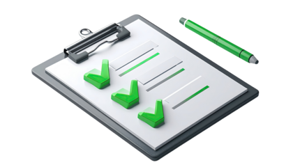 A clipboard with a checklist and a pen