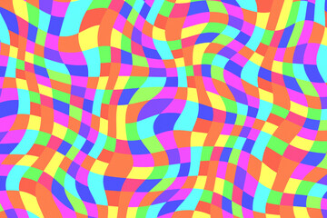 Vibrant abstract pattern with distorted colorful squares and waves