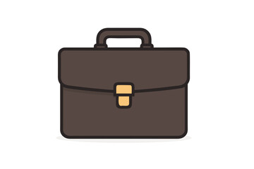 Brown Briefcase Illustration with Handle and Secure GoldColored Clasp