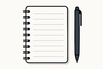 Simple Notebook and Pen Illustration for Writing Planning and NoteTaking