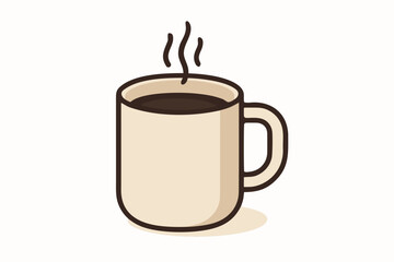 Steaming Coffee Mug with Simple Design and Subtle Shadow Detail