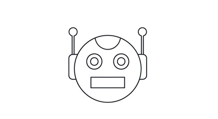 Obraz premium Simple Outline Illustration of a Cartoon Robot Head.