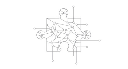 Fototapeta premium Interconnected Puzzle Piece Network: A Conceptual Illustration of Connectivity and Solutions.