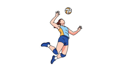 Female Volleyball Player Preparing to Receive the Ball Vector Illustration AI EPS PNG
