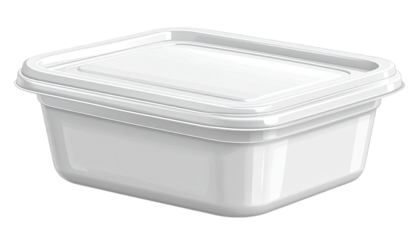 Rectangular white plastic food container with a lid
