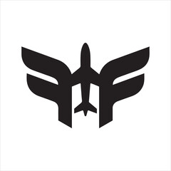 Modern aircraft silhouette emblem with bold winged 'ff' design logo symbol