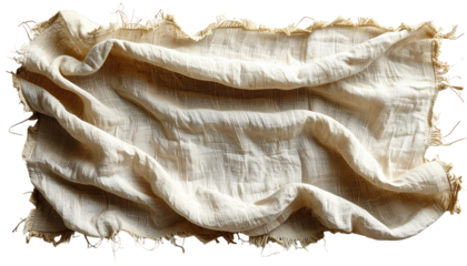 Cream-colored draped fabric with fringed edges