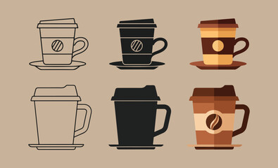 Collection of coffee cups and mugs in various styles