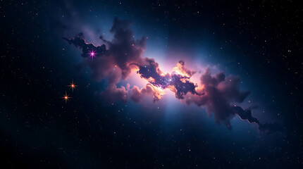 Fototapeta premium Vibrant cosmic cloudscape with stars and nebula, a celestial tapestry of color and light in deep space
