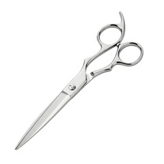 Obraz premium Closeup of a pair of silver hair cutting scissors isolated on transparent background, perfect for professional salon or home use, showcasing its design