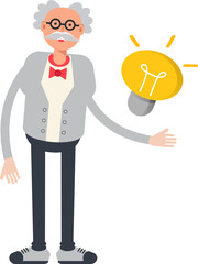 Scientist Character and Light Bulb
