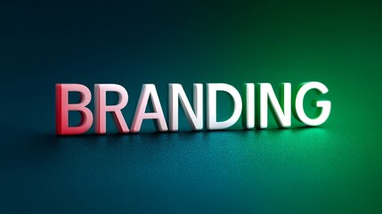 3D text rendering of the word 'BRANDING' in a modern style with a gradient background.
