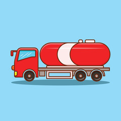 Simple Fuel Truck Vector Illustration. Transportation Tanker Truck Icon Concept Isolated. Flat Cartoon Style Suitable for Cover, Banner, Flyer, Sticker, Card, Education