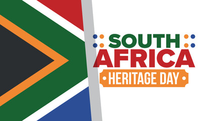 South Africa Heritage Day. Happy holiday. Celebrate culture and traditions of nation. South African flag. Poster with illustration. Pattern design. Vector © scoutori