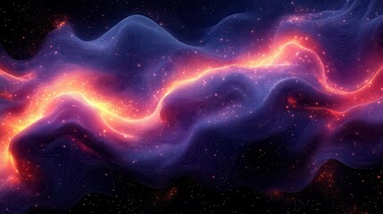 Colorful Waves of Cosmic Energy with Glowing Starry Background