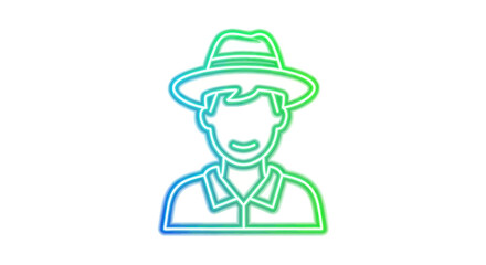 Fototapeta premium Neon Outline of a Person Wearing a Hat and Shirt.