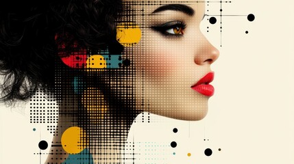 Beautiful Woman with Artistic Design and Colorful Elements