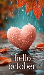 Fototapeta premium Autumnal Heart: October Rain Love. 