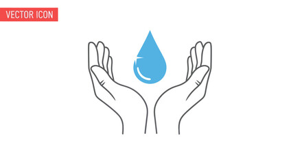 Hands Holding a Blue Water Drop Symbolizing Conservation and Purity.