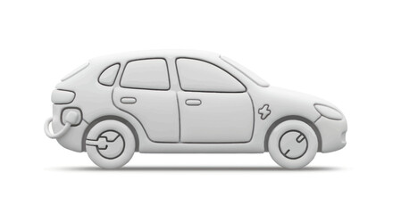 Fototapeta premium White clay model of a hatchback car with detailed features.