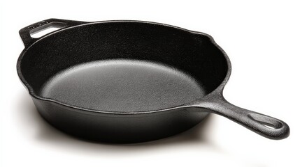 Cast iron skillet isolated on white background for culinary use