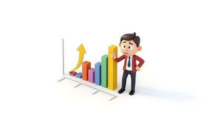 Fototapeta premium A businessman is studying the business bar graph, representing financial growth.