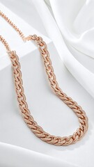 Elegant rose gold chain necklace isolated on white background, a stylish accessory for fashion enthusiasts and jewelry collections