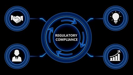Conceptual illustration of regulatory compliance process representing business strategy and improvement