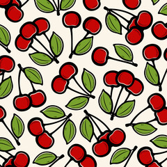 Cherry pattern background set set. Collection icon cherry. Vector