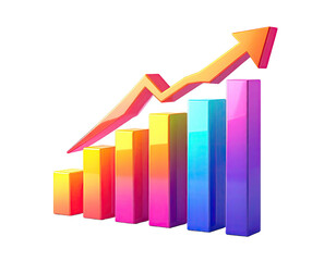 Vibrant colorful bar graph with upward trend