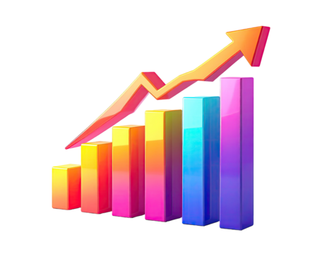 Vibrant colorful bar graph with upward trend