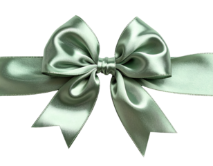 Elegant sage green satin ribbon bow