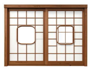 Wooden Japanese Shoji screen with sliding panels