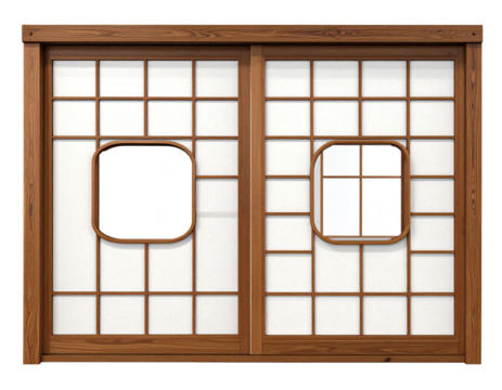 Wooden Japanese Shoji screen with sliding panels