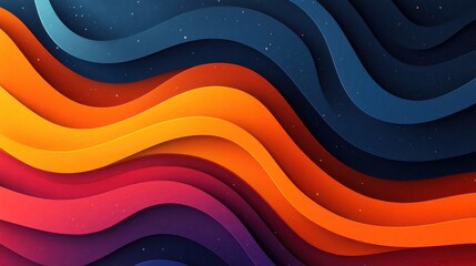 Colorful Waves in Abstract Art Design with Dark Background