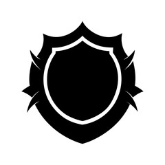 Round shield silhouette classic protection emblem vector simple defense symbol design with white background