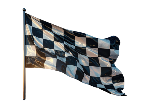 Checkered racing flag billowing in the wind