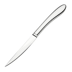 Obraz premium Elegant silver steak knife isolated on transparent background, perfect for fine dining and culinary presentations with a modern design