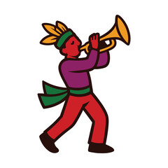Trumpet player in parade vector on white background