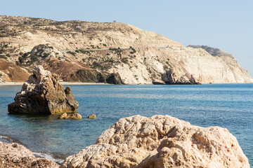 Aphrodite’s rock is a sea stack in Paphos, Cyprus. A birthplace of Aphrodite, popular tourist attraction