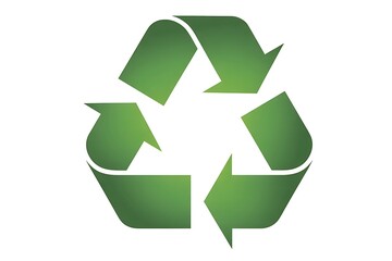 Obraz premium Green recycling symbol with gradient arrows on white background green arrows circular economy