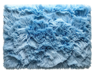 Light-blue textured faux fur rug