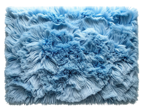 Light-blue textured faux fur rug