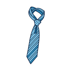 Vector illustration Blue striped necktie with knot on white background