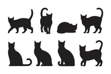 minimal black cat silhouettes set vector ai eps png jpeg perfect for logo icon pattern design
