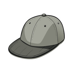 Fototapeta premium Vector illustration Gray baseball cap with black outline and white background headwear