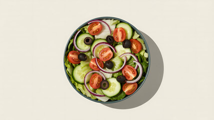 Delicious fresh salad featuring vibrant tomatoes, crisp cucumbers, and zesty red onions for a healthy lunch or dinner option today